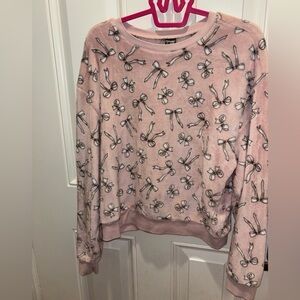 Cold Crush Blush Bow Print Sweater